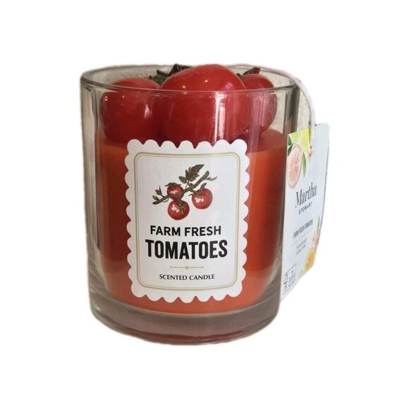 New Marthra Stewart Red Green Fresh Farm Tomato Cooking Kitchen Candle Decor - Picture 4 of 4